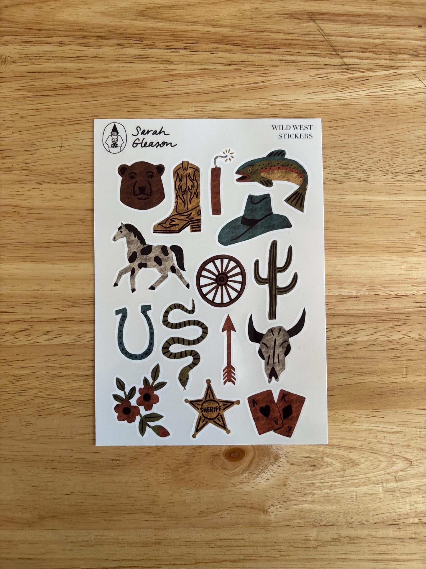 Wild West Stickers PNG – Printable Sticker Sheet & Clipart Pack, Cozy Hand-Drawn Digital Download for Planners, Bujo, Scrapbooking