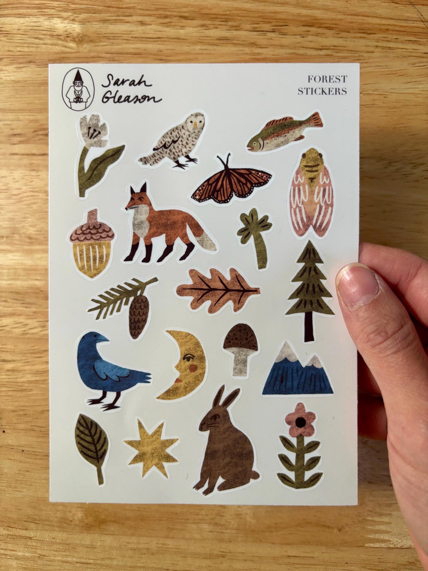 Forest Hand-Drawn Journal Sticker Sheet – Cozy Planner Stickers, Bujo, Scrapbooking