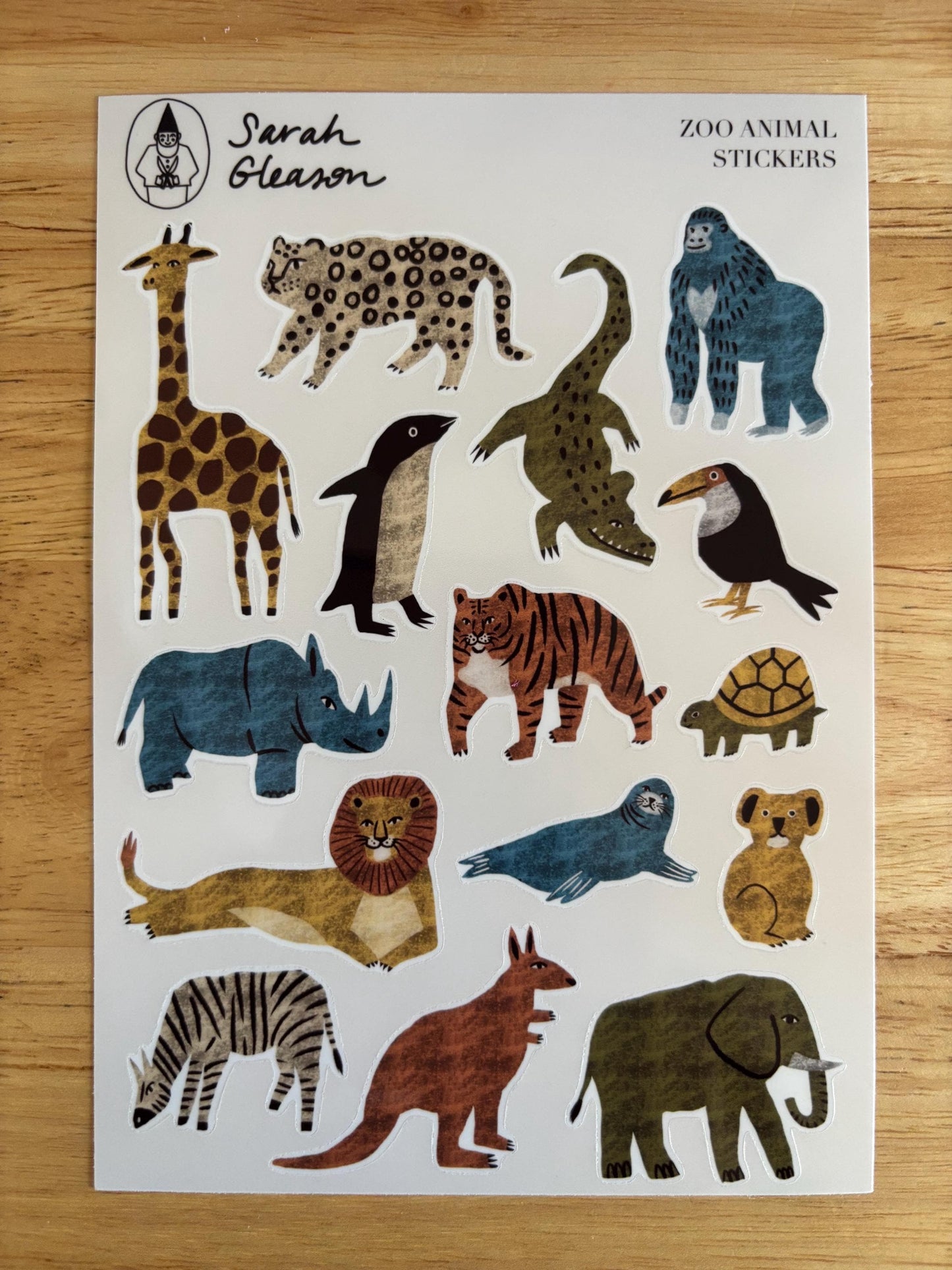 Zoo Animal Hand-Drawn Journal Sticker Sheet – Cozy Planner Stickers, Bujo, Scrapbooking