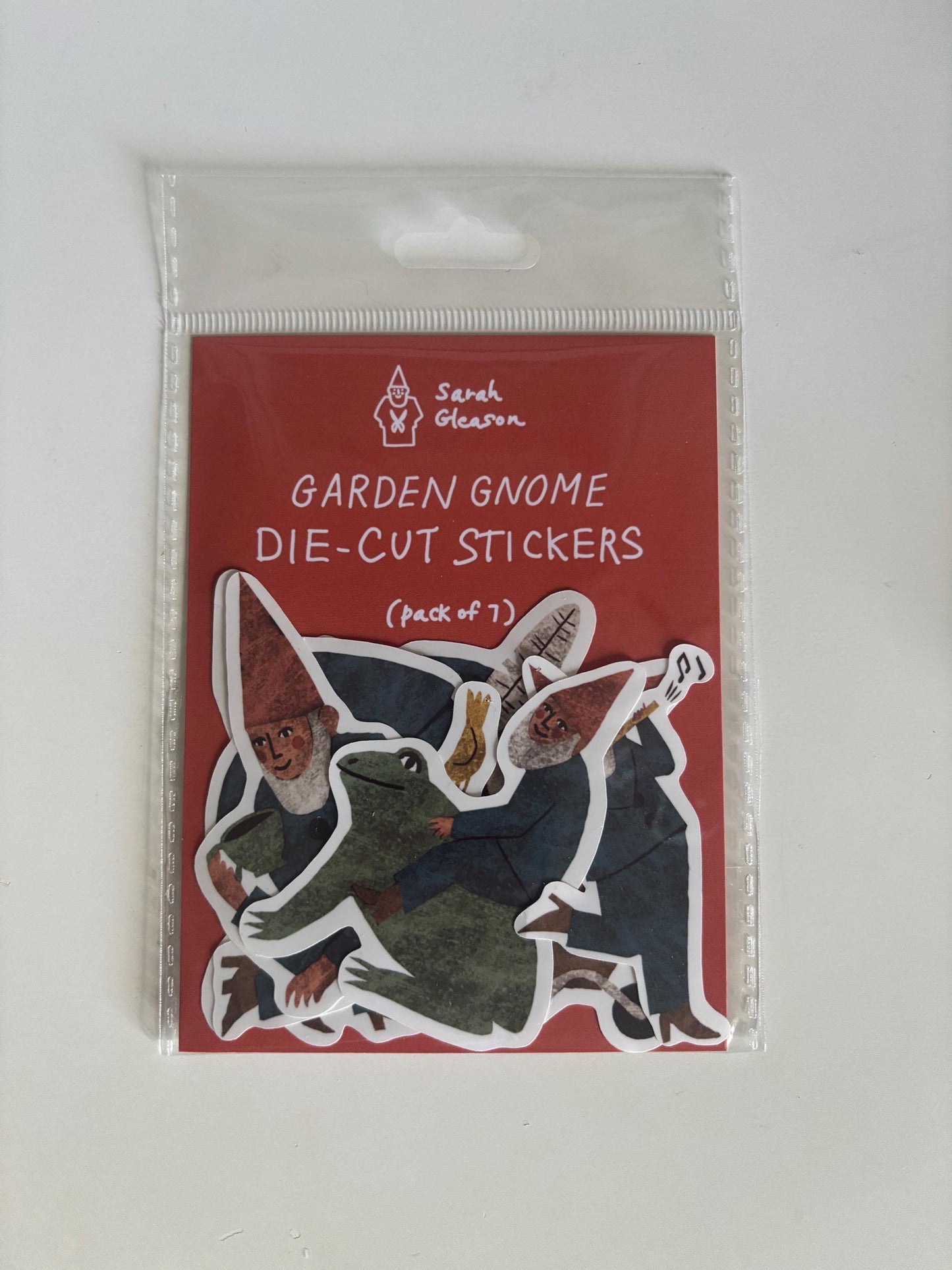 Garden Gnome Die Cut Stickers | Set of 7 Hand Drawn Journal and Scrapbook Stickers