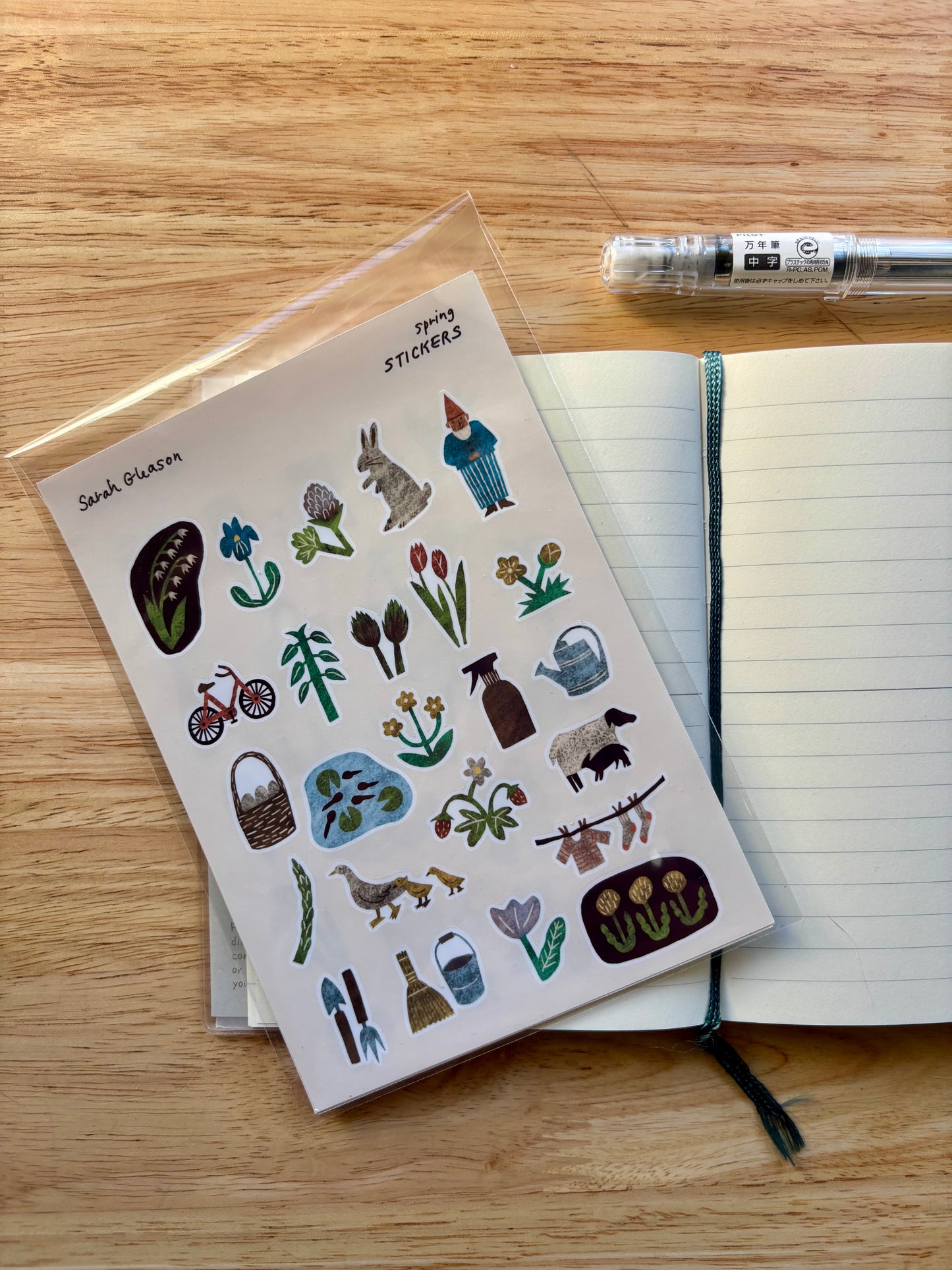 Spring Hand-Drawn Journal Sticker Sheet – Cozy Planner Stickers, Bujo, Scrapbooking
