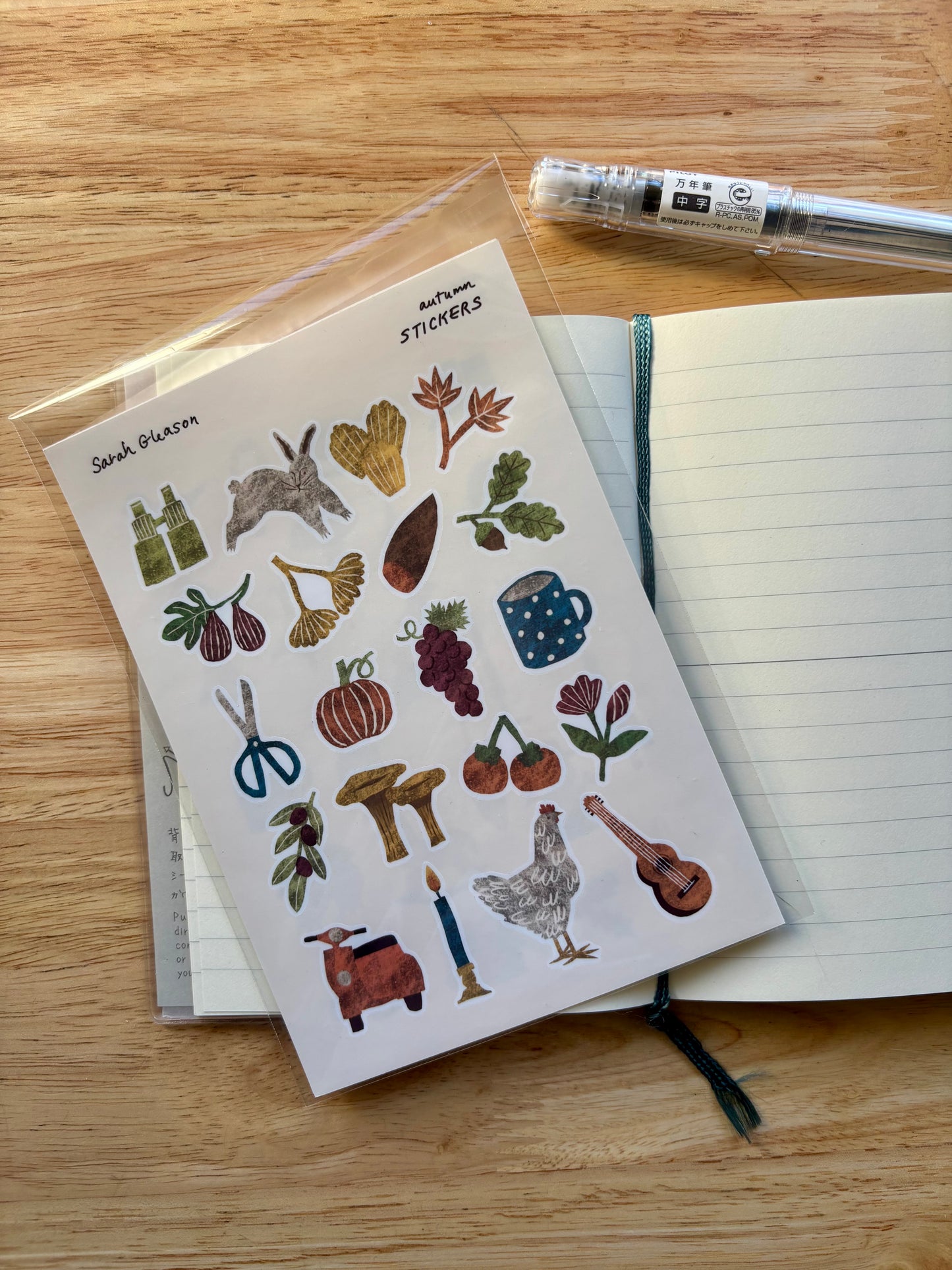 Autumn Hand-Drawn Journal Sticker Sheet – Cozy Planner Stickers, Bujo, Scrapbooking