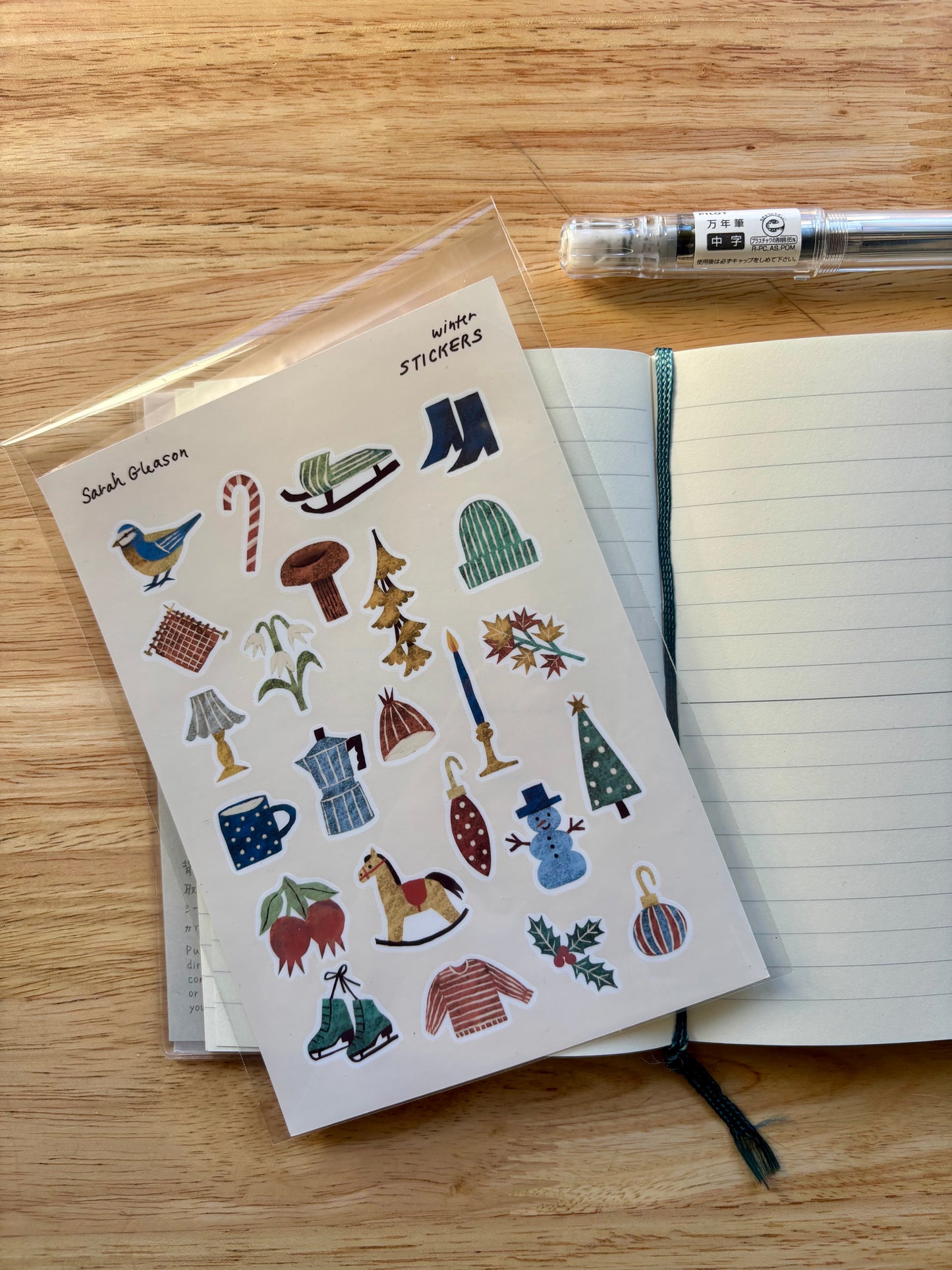 Winter Hand-Drawn Journal Sticker Sheet – Cozy Planner Stickers, Bujo, Scrapbooking