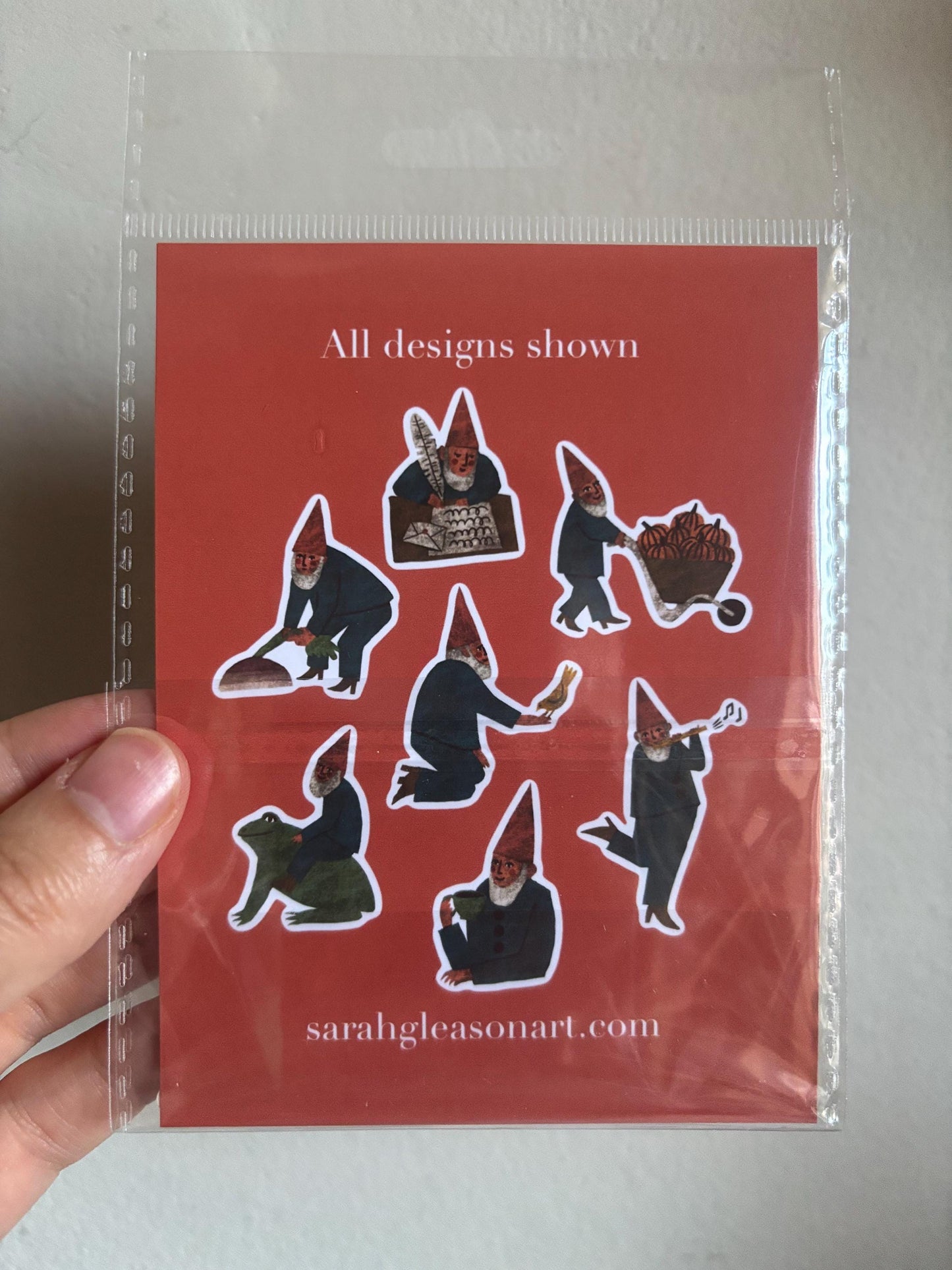 Garden Gnome Die Cut Stickers | Set of 7 Hand Drawn Journal and Scrapbook Stickers