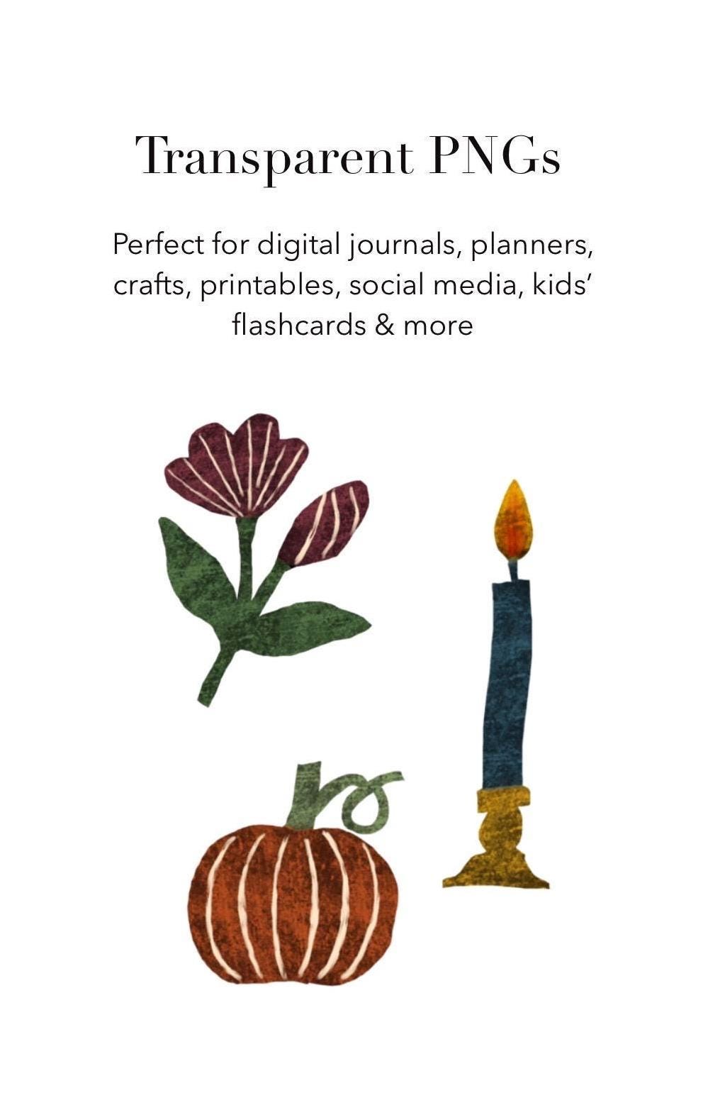 Autumn Stickers PNG – Printable Sticker Sheet & Clipart Pack, Cozy Hand-Drawn Digital Download for Planners, Bujo, Scrapbooking