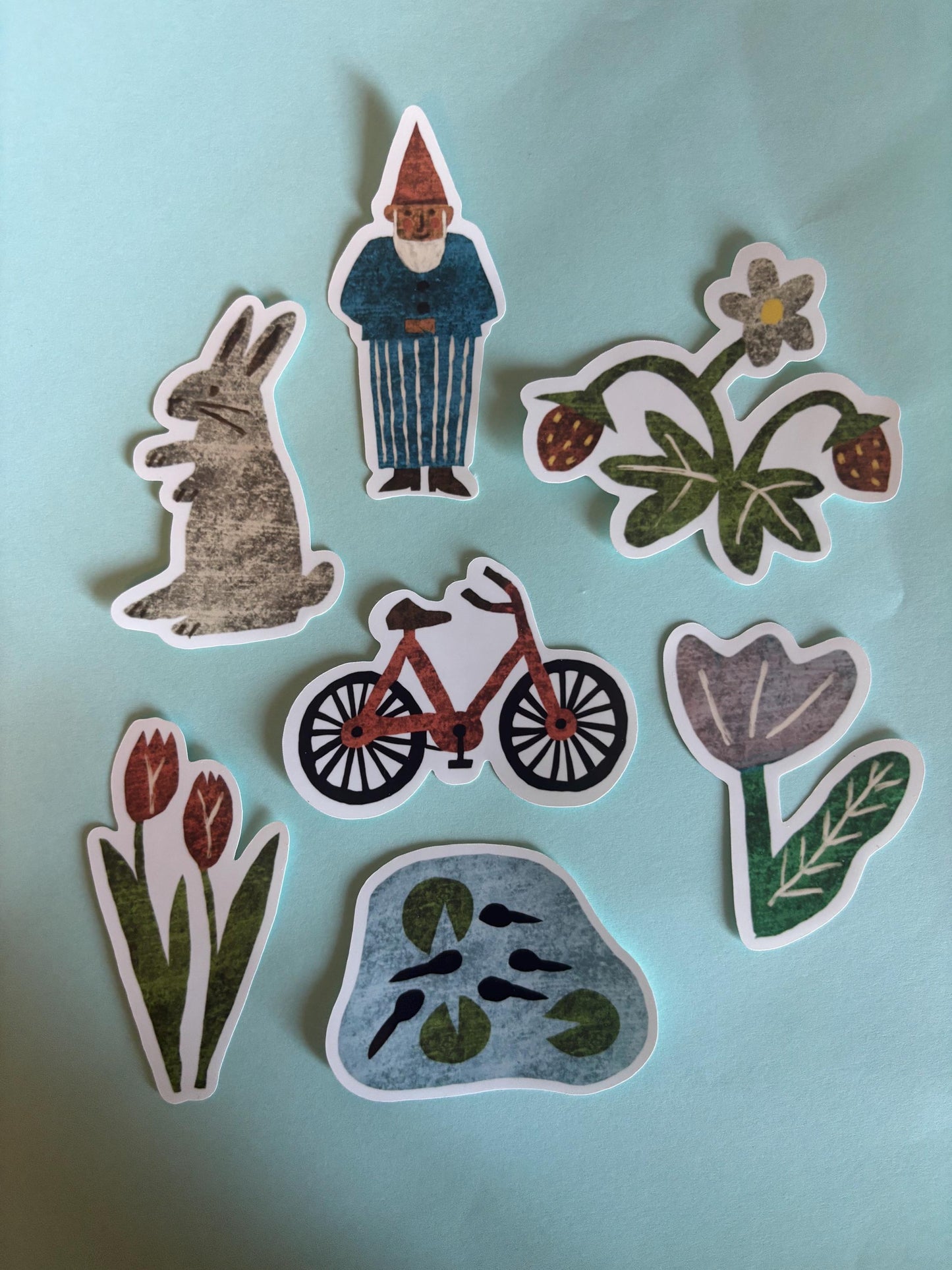 Spring Die Cut Stickers | Set of 7 Hand Drawn Journal and Scrapbook Stickers (Large)