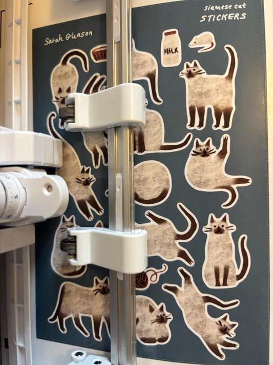 Siamese Cat Hand-Drawn Sticker Sheet | Decorative Stickers for Journals and Scrapbooks