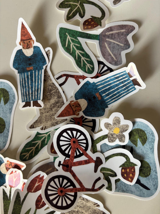 Spring Die Cut Stickers | Set of 7 Hand Drawn Journal and Scrapbook Stickers