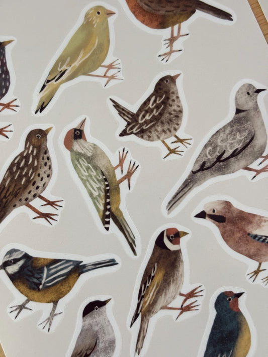 Backyard Bird Hand-Drawn Journal Sticker Sheet – Cozy Planner Stickers, Bujo, Scrapbooking