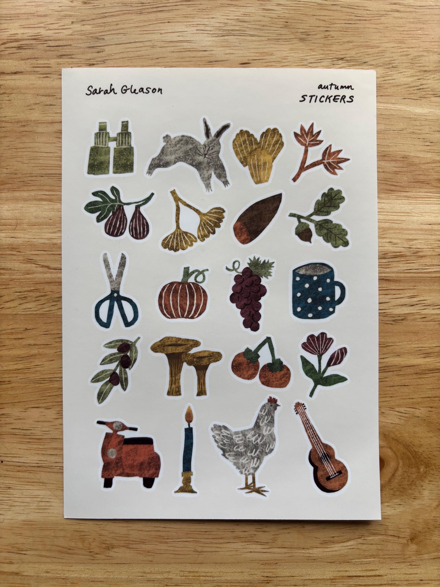 Autumn Hand-Drawn Journal Sticker Sheet – Cozy Planner Stickers, Bujo, Scrapbooking