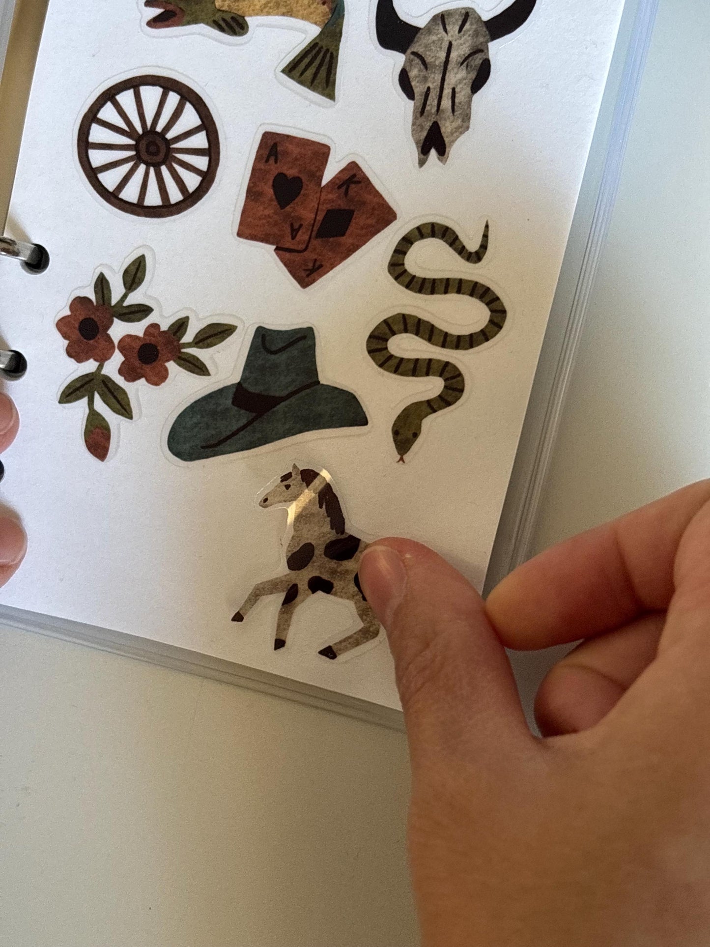 Wild West Hand-Drawn Journal Sticker Sheet – Cozy Planner Stickers, Bujo, Scrapbooking