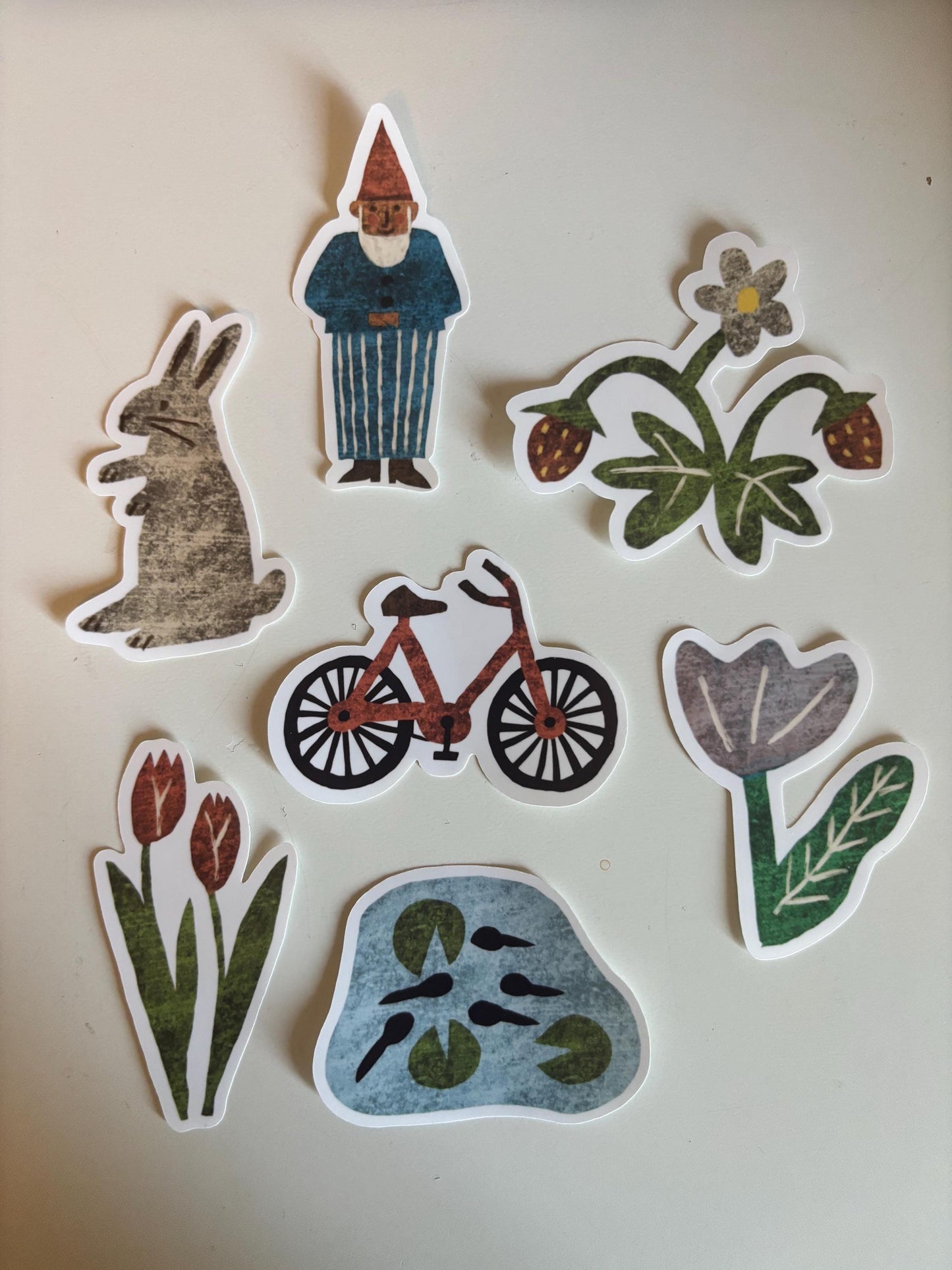 Spring Die Cut Stickers | Set of 7 Hand Drawn Journal and Scrapbook Stickers (Large)