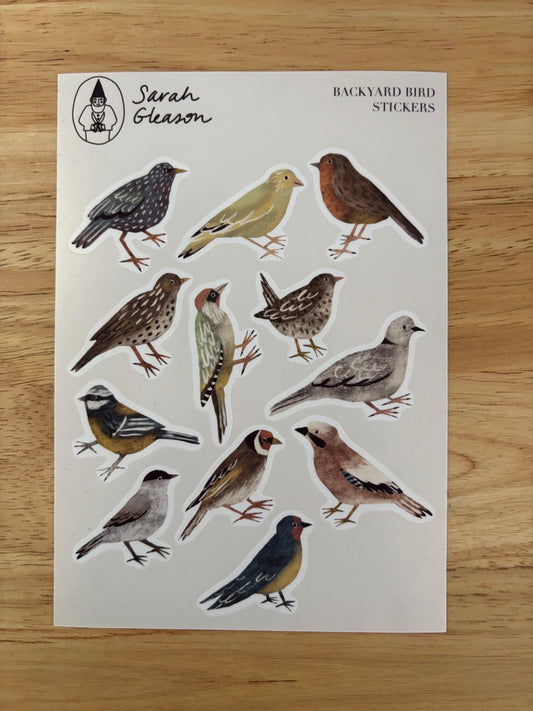 Backyard Bird Hand-Drawn Journal Sticker Sheet – Cozy Planner Stickers, Bujo, Scrapbooking