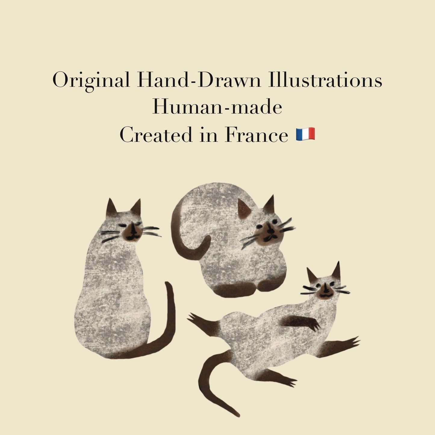 Siamese Cat Stickers PNG – Printable Sticker Sheet & Clipart Pack, Cozy Hand-Drawn Digital Download for Planners, Bujo, Scrapbooking
