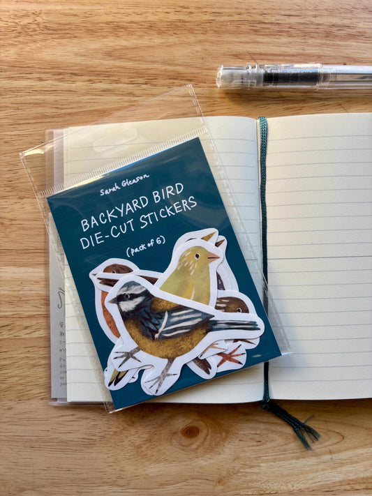 Backyard Bird Die Cut Stickers Vol. 2 | Set of 6 Hand Drawn Journal and Scrapbook Stickers