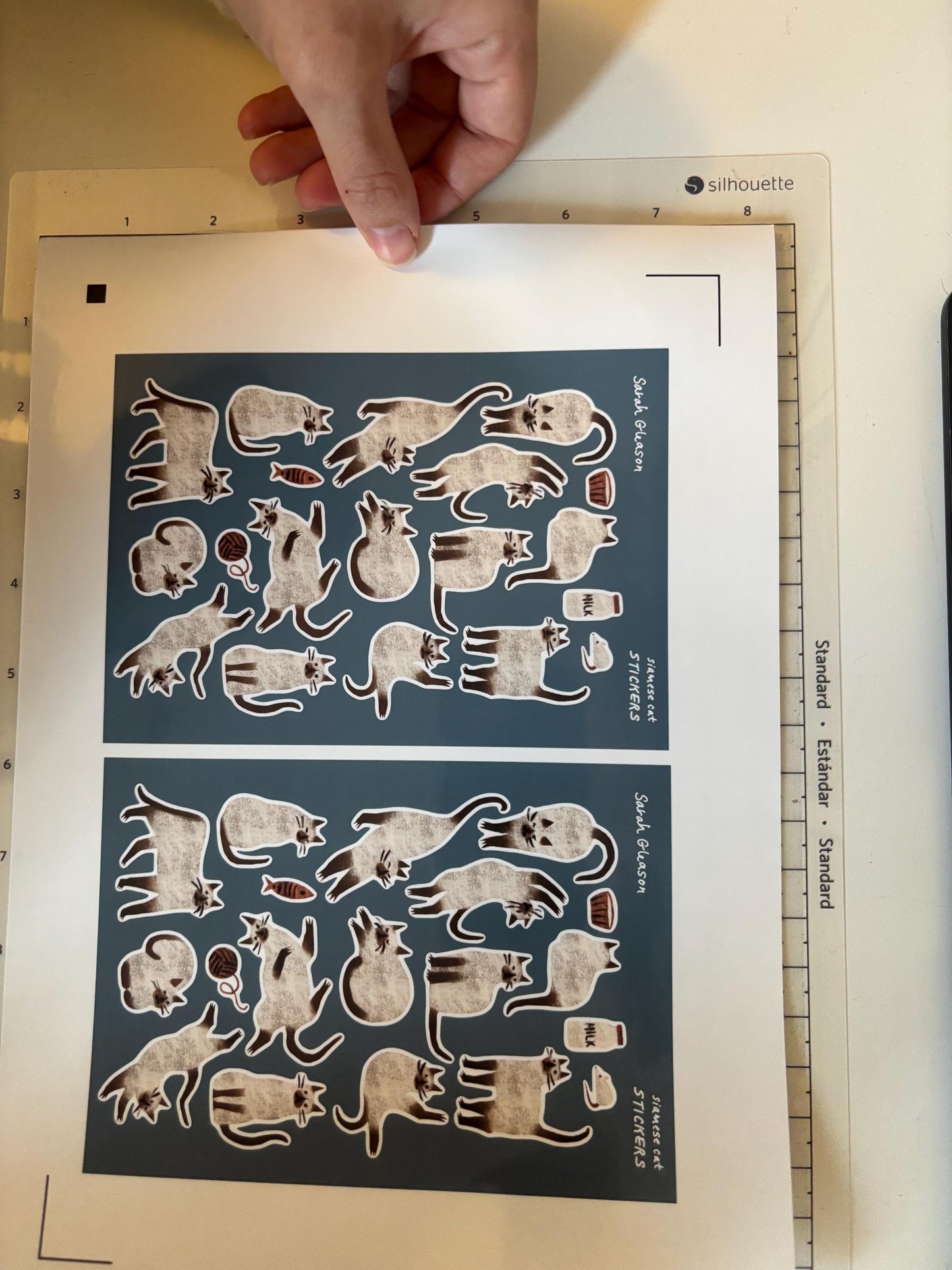 Siamese Cat Hand-Drawn Journal Sticker Sheet – Cozy Planner Stickers, Bujo, Scrapbooking