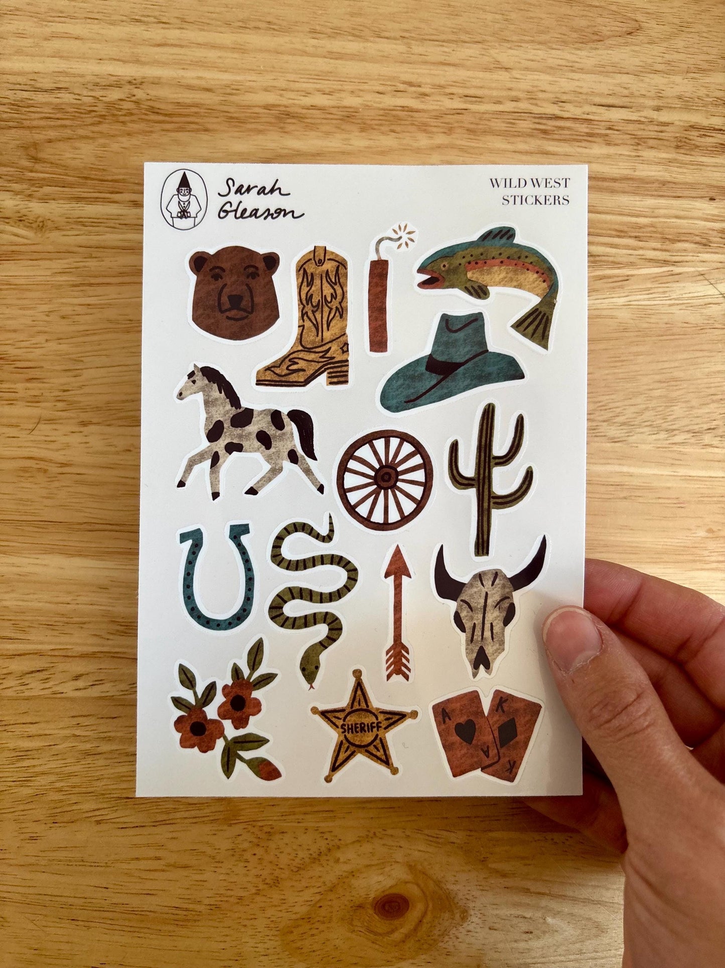 Wild West Hand-Drawn Journal Sticker Sheet – Cozy Planner Stickers, Bujo, Scrapbooking