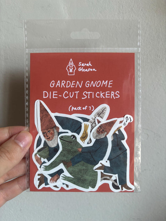 Garden Gnome Die Cut Stickers | Set of 7 Hand Drawn Journal and Scrapbook Stickers