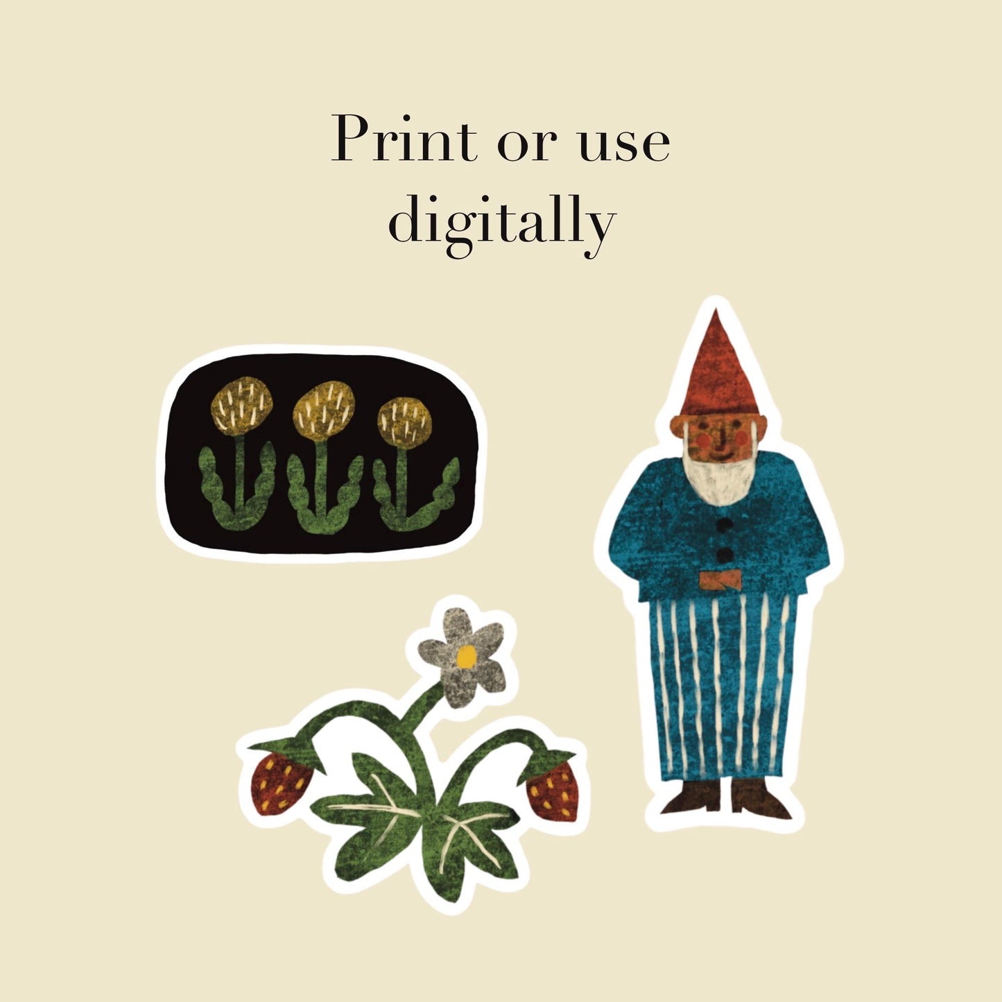 Spring Stickers PNG – Printable Sticker Sheet & Clipart Pack, Cozy Hand-Drawn Digital Download for Planners, Bujo, Scrapbooking