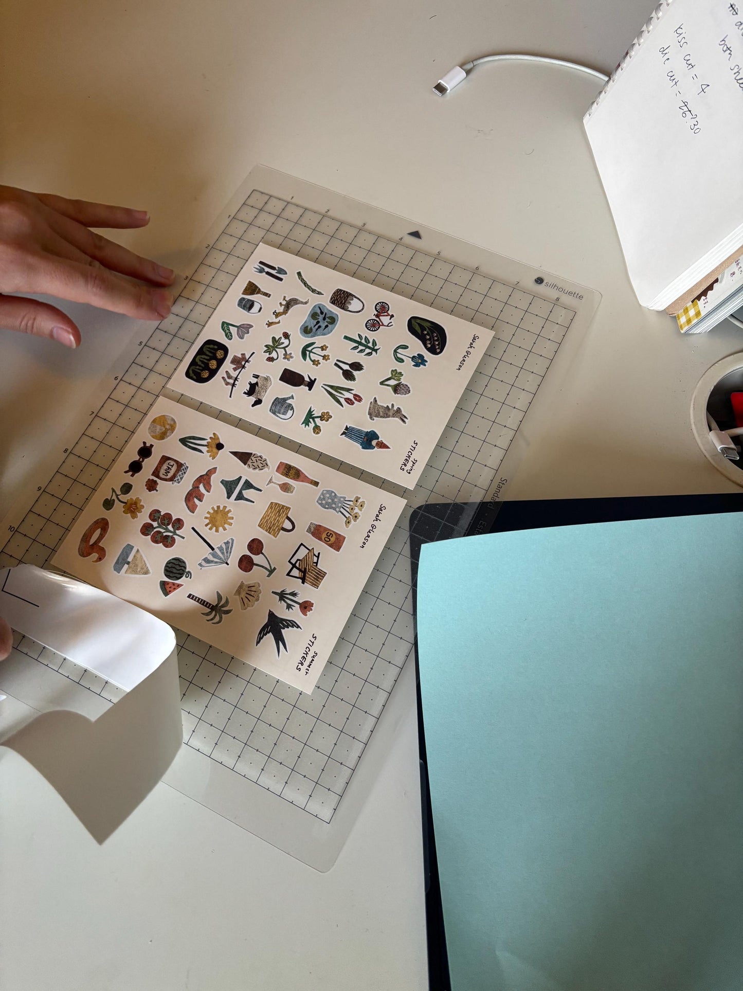 Spring Hand-Drawn Journal Sticker Sheet – Cozy Planner Stickers, Bujo, Scrapbooking