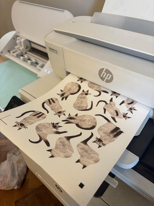 Siamese Cat Die Cut Stickers | Set of 7 Hand Drawn Journal and Scrapbook Stickers