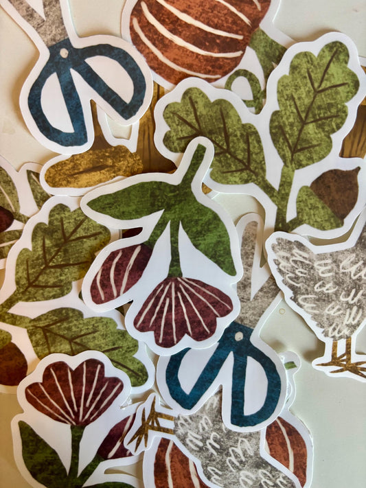 Autumn Die Cut Stickers | Set of 7 Hand Drawn Journal and Scrapbook Stickers