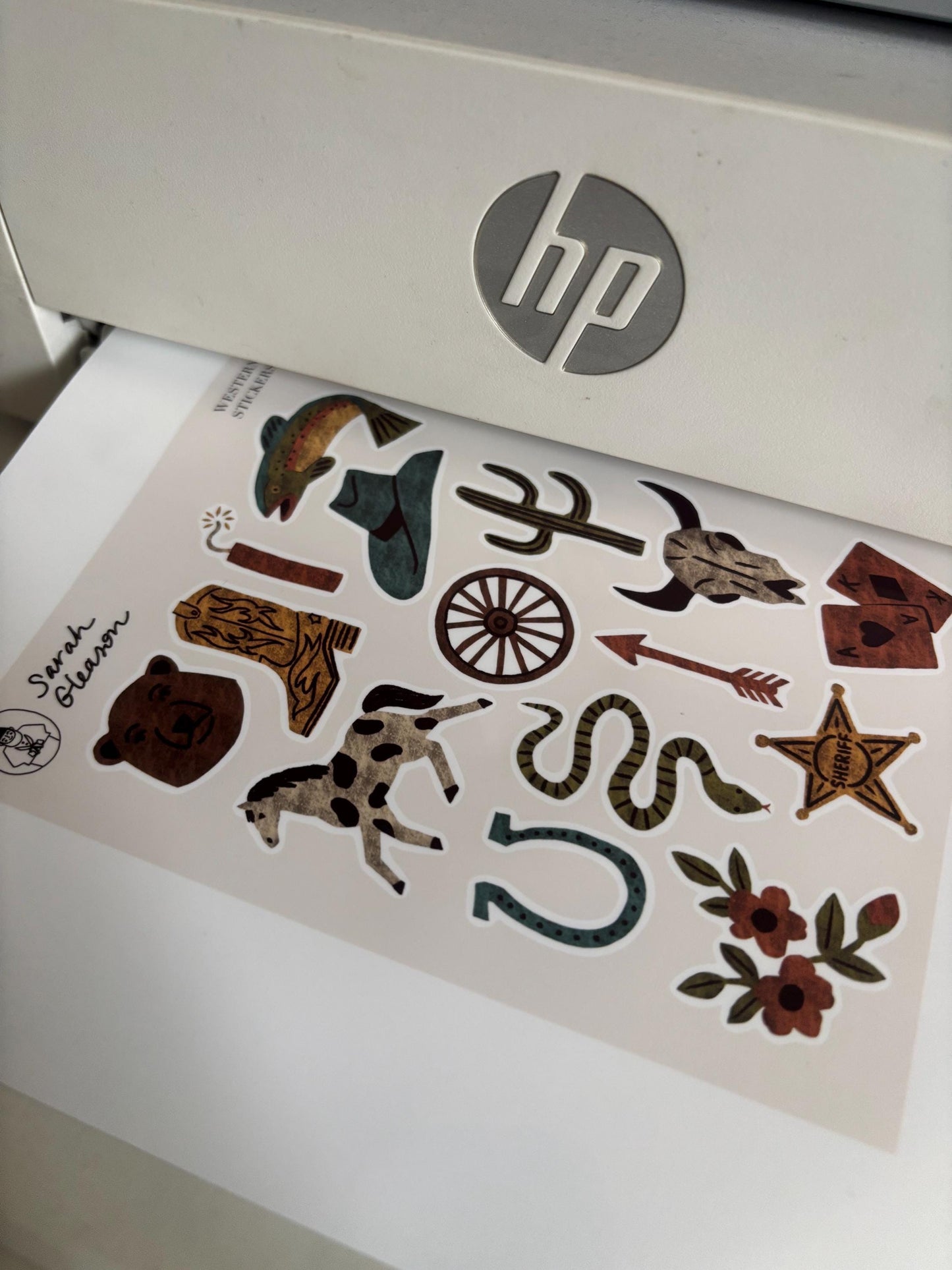 Wild West Hand-Drawn Journal Sticker Sheet – Cozy Planner Stickers, Bujo, Scrapbooking