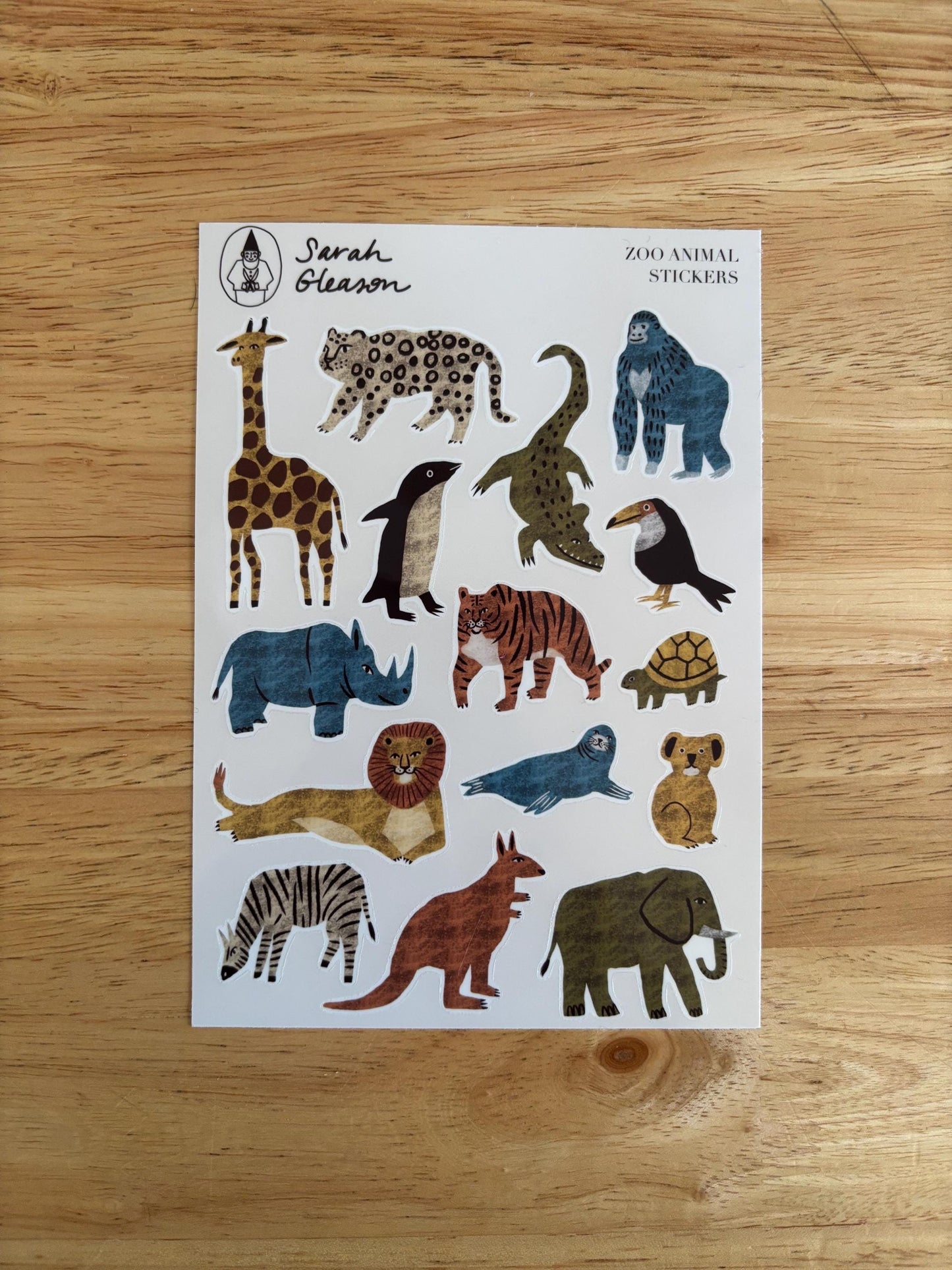 Zoo Animal Stickers PNG – Printable Sticker Sheet & Clipart Pack, Cozy Hand-Drawn Digital Download for Planners, Bujo, Scrapbooking