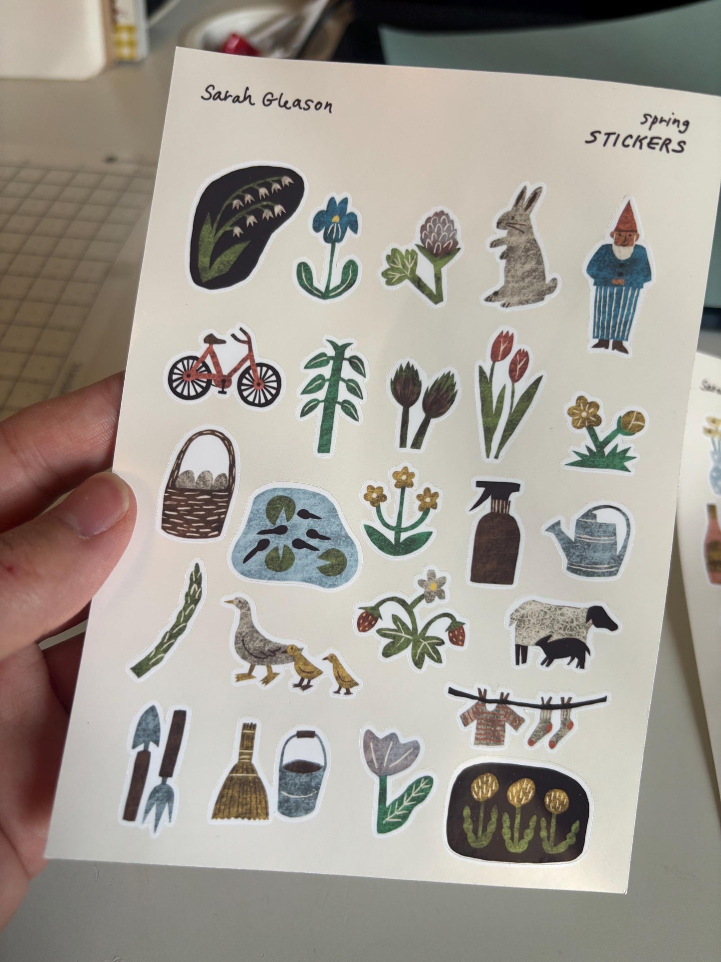 Spring Hand-Drawn Journal Sticker Sheet – Cozy Planner Stickers, Bujo, Scrapbooking