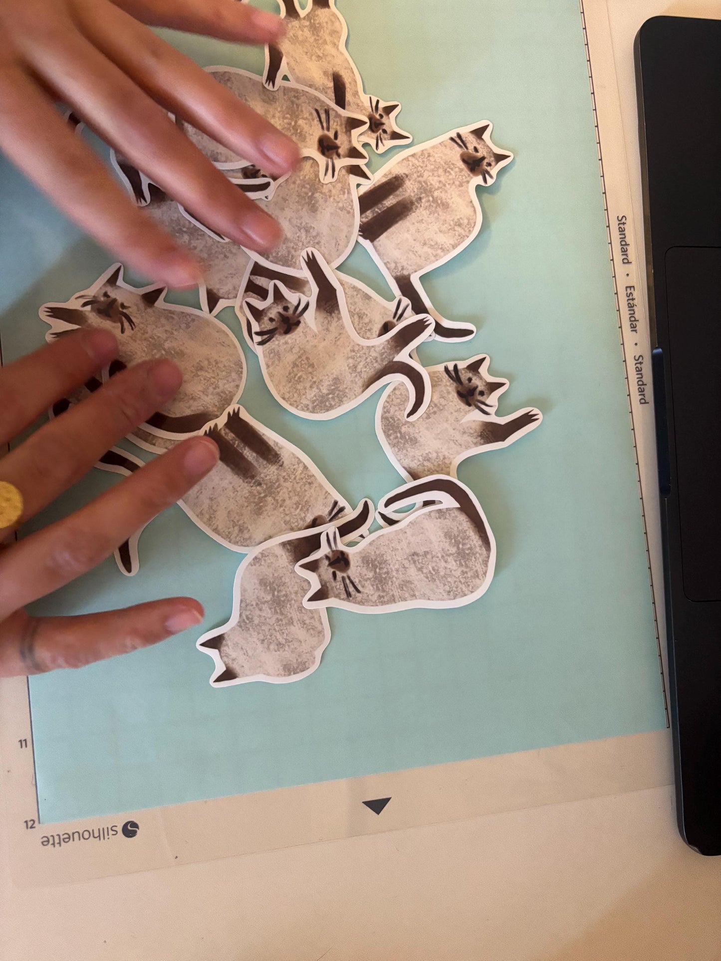 Siamese Cat Die Cut Stickers | Set of 7 Hand Drawn Journal and Scrapbook Stickers