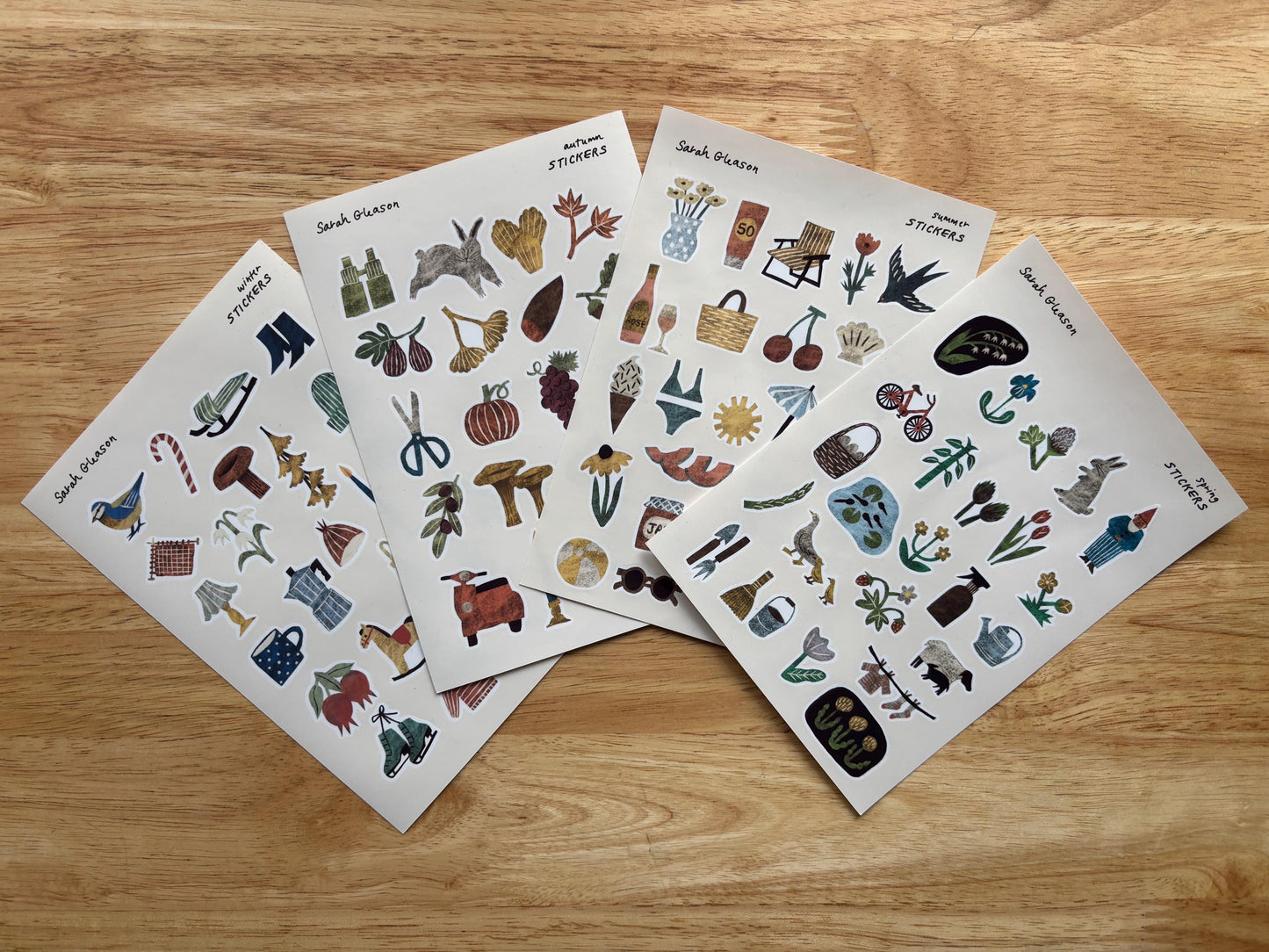Summer Hand-Drawn Journal Sticker Sheet – Cozy Planner Stickers, Bujo, Scrapbooking